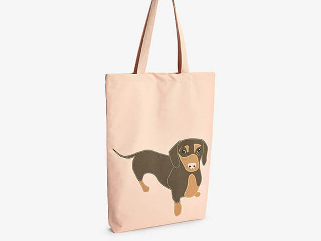pink sausage dog shopper bag - best high street reusable shopping bags - Next - goodhomesmagazine.com