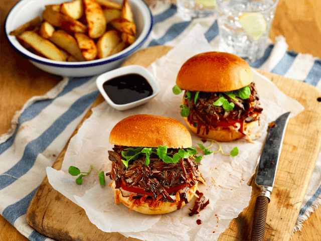 Beef brisket burger with homemade coleslaw