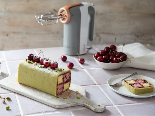 Cherry Pistachio Lemon Battenberg opener - 3 easy cake recipes for Macmillan Coffee Morning | Goodhomesmagazine.com