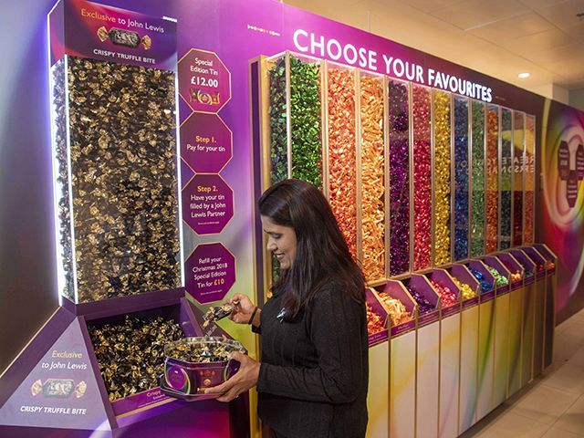 quality street chocolate display at John Lewis christmas oxford street store - goodhomesmagazine.com