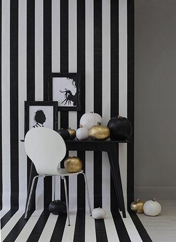 danetti monochrome pumpkins - 7 quirky halloween decorating ideas - inspiration - goodhomesmagazine.com