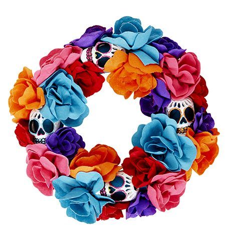 homesense skull wreath - 7 quirky halloween decorating ideas - inspiration - goodhomesmagazine.com