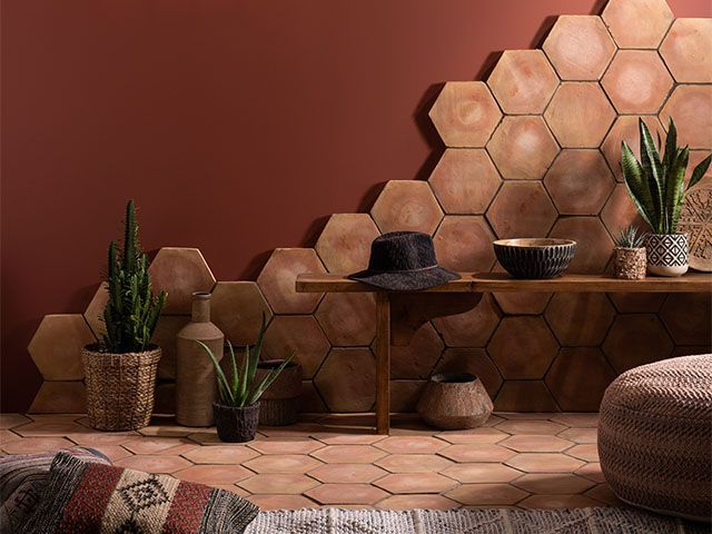 original style hexagon tiles - 6 ways to introduce the colour orange into your home - inspiration - goodhomesmagazine.com