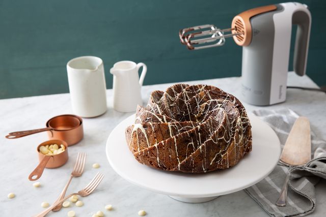 marbled bundt cake recipe with coffee, dates and walnuts by Candice Brown and Breville
