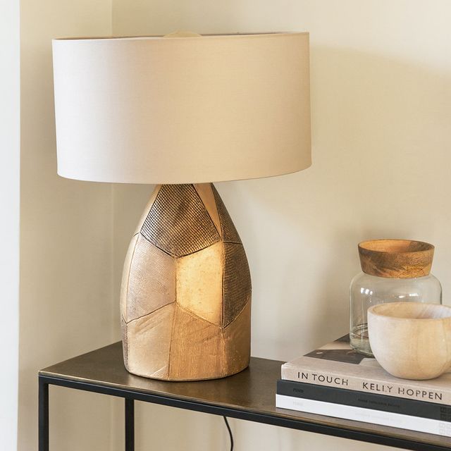 Patterned Gold Ceramic Table Lamp, £90 | Credit: Amara | Goodhomesmagazine.com
