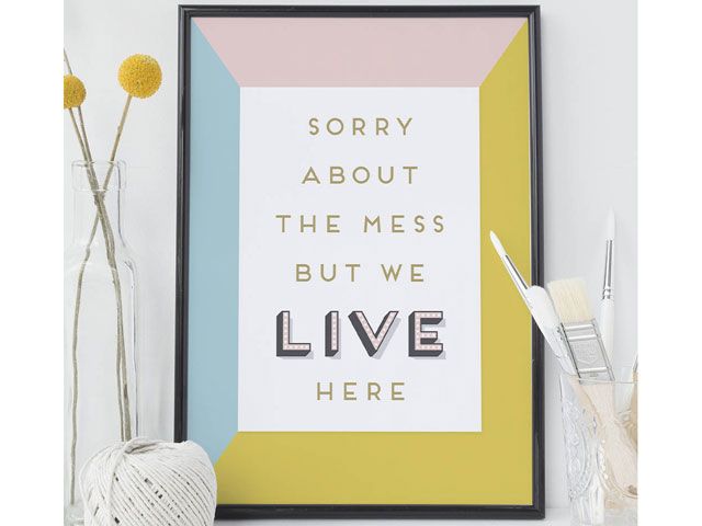 sorry about the mess print artwork framed available on Notonthehighstreet.com