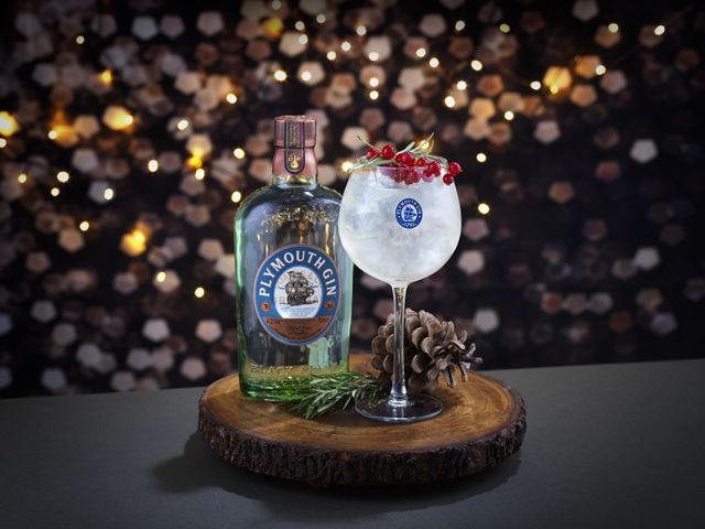 Plymouth Gin bottle with Christmas Buck cocktail by Pernod Ricard