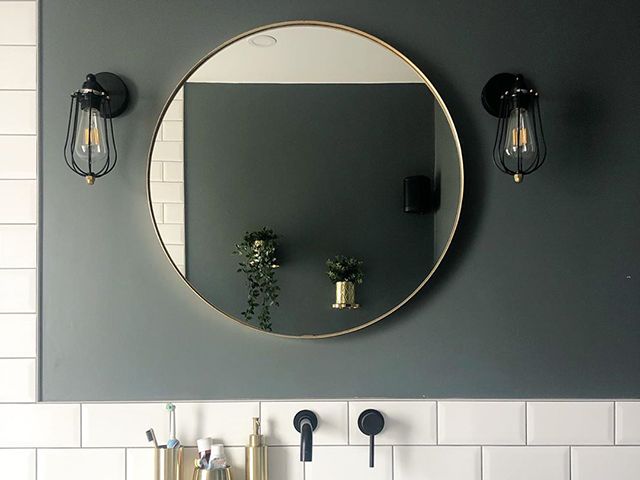 @hellohomezone floating sink with circular mirror - bathrooms - goodhomesmagazine.com