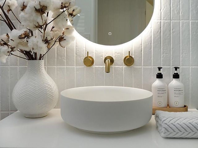 instagram trends countertop basin with gold taps by @triciavaughn - bathroom - goodhomesmagazine.com