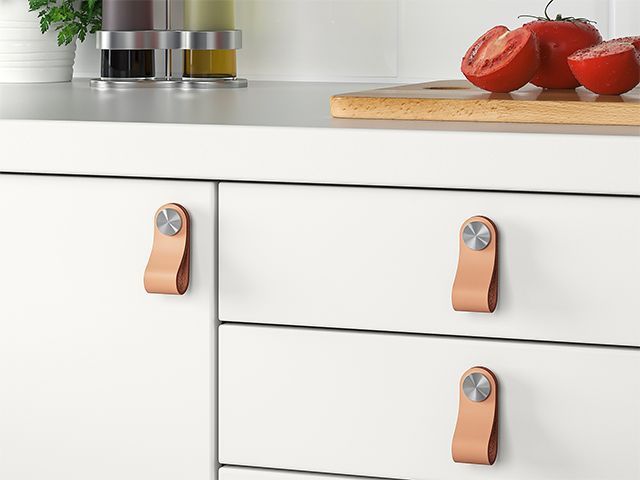 ikea osternas leather pull tab handles - kitchen - goodhomesmagazine.com