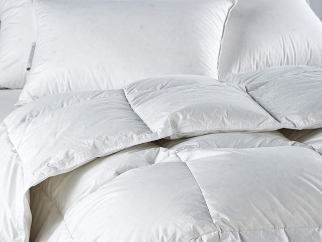 penelope close up of down duvet and pillows - bedroom - goodhomesmagazine.com