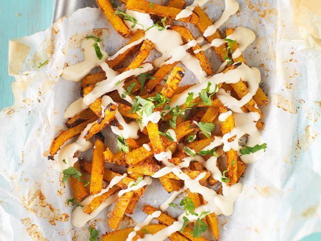 pumpkin recipes to reduce pumpkin waste this halloween: loaded pumpkin fries