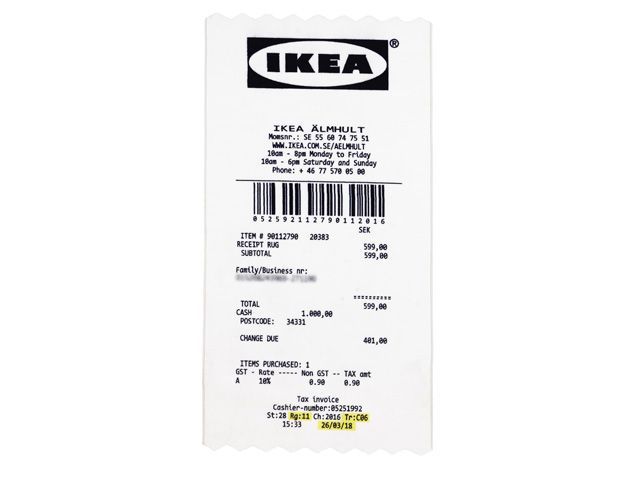 receipt rug from the ikea x virgil abloh collection