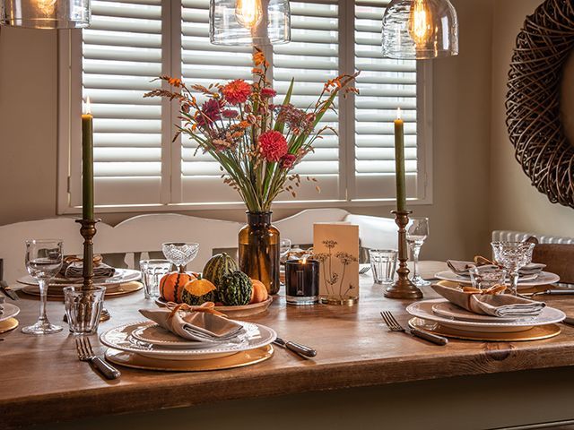 Autumnal rustic dining room scheme from The Post House - goodhomesmagazine.com