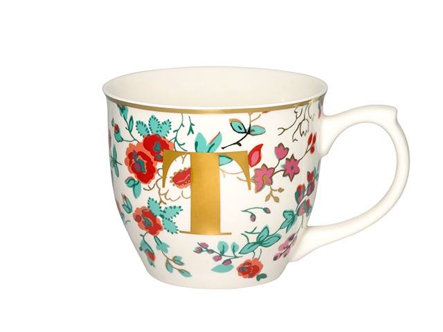 Millfield Rose Mug embellished with the initial ‘T’ -  secret santa gift ideas goodhomesmagazine.com