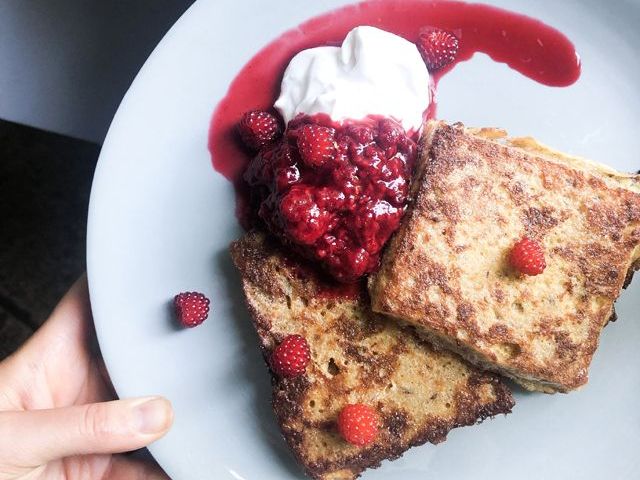 Dairy Free Coconut and Raspberry French Toast - Credit: Hakuna Foods