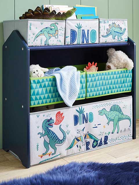 toy storage box in dinosaur bedroom