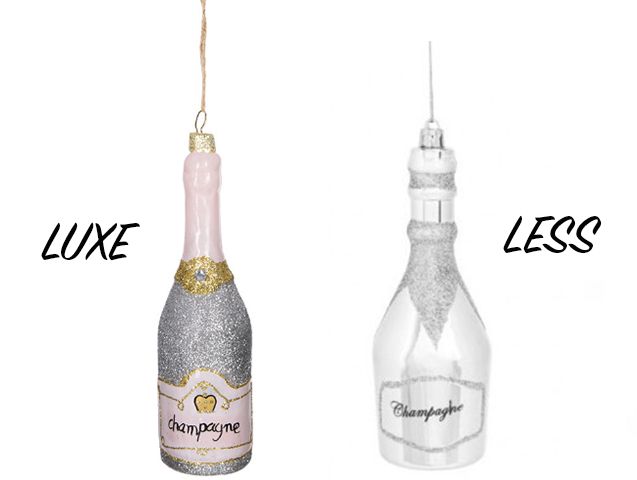 champagenbottle - luxe vs less: christmas decorations - shopping - goodhomesmagazine.com