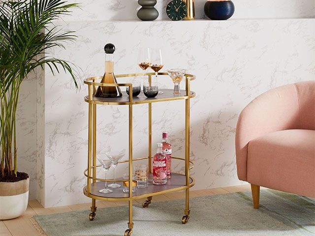 oval bar cart cocktail trolley from john lewis with swoon