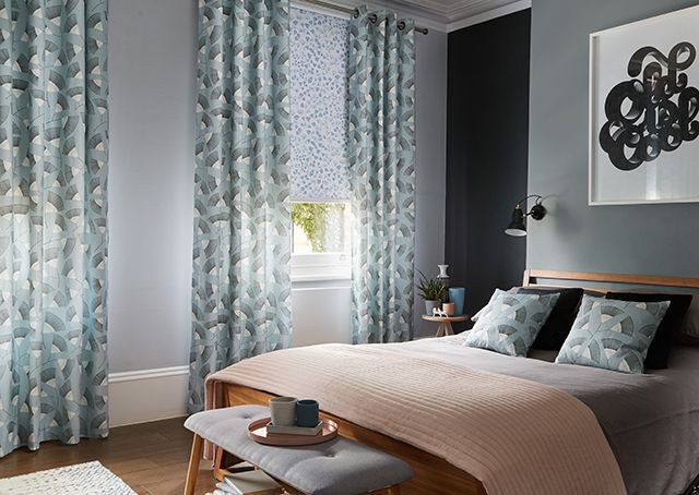 Bedroom in missprint fern lighthouse curtains - goodhomesmagazine.com