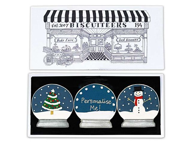 Personalised snowglobe letterbox biscuits - Credit: Biscuiteers