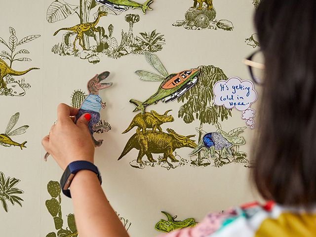 sian zeng magnetic dinosaur wallpaper for children's room - goodhomesmagazine.com