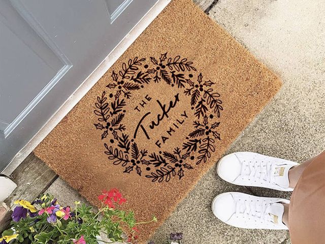 not on the high street custom name christmas door mat - inspiration - goodhomesmagazine.com