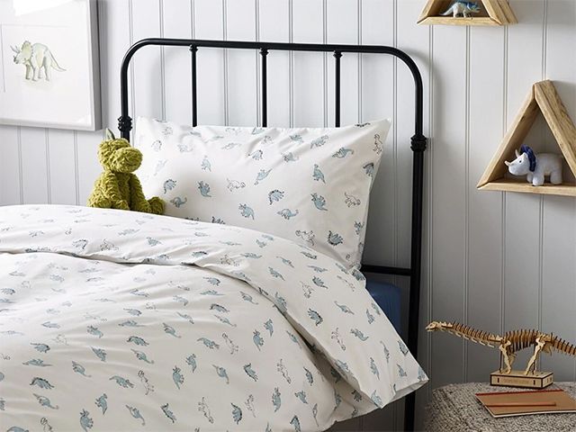 white company dinosaur bedding for children's room - goodhomesmagazine.com