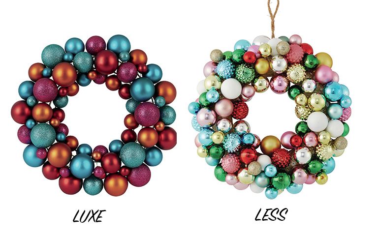 wreathsnew - luxe vs less: christmas decorations - shopping - goodhomesmagazine.com