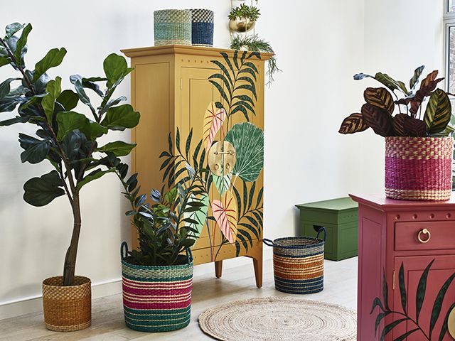 oliver bonas tropical iro handpainted cabinet - goodhomesmagazine.com