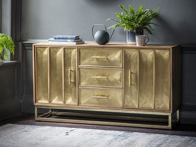atkin and thyme brass sideboard 2010s trends - goodhomesmagazine.com