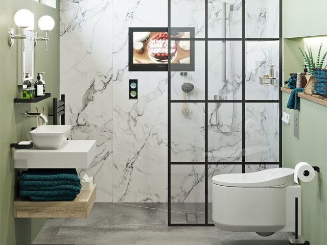 marble shower wall panel for a budget bathroom update