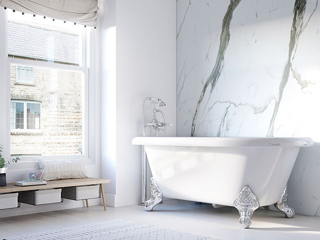budget marble look shower panel from showerwalls - bathroom - goodhomesmagazine.com