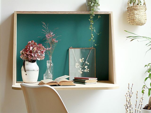 suspended wall desk in farrow & ball colour from trouva - goodhomesmagazine.com