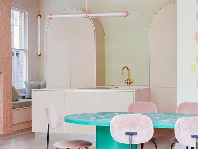 2lg studio john lewis of hungerford kitchen green pink - goodhomesmagazine.com