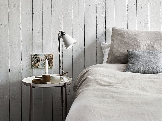 Annie Sloan Bedroom painted in Old White, Honfleur and Chicago Grey - goodhomesmagazine.com