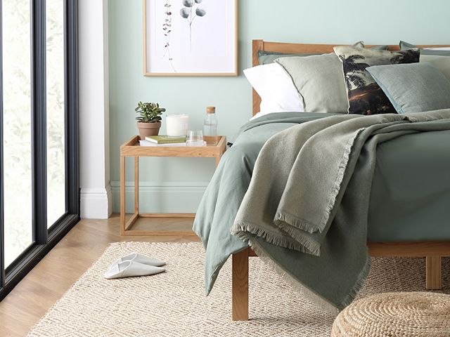 Denver Bed calm green bedroom scheme furniture choice - goodhomesmagazine.com 