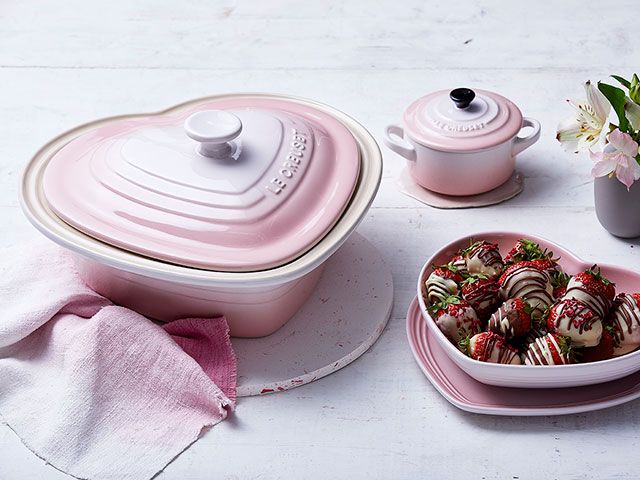 Le creuset Shell Pink heart-shaped cookware - goodhomesmagazine.com