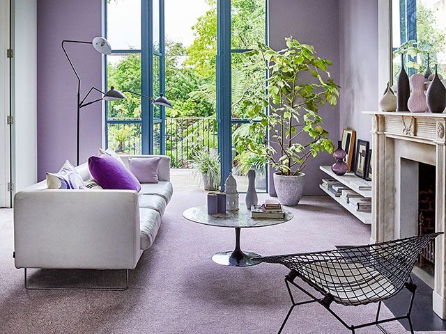 lilac living room with carpetright carpet - goodhomesmagazine - 2020 trends