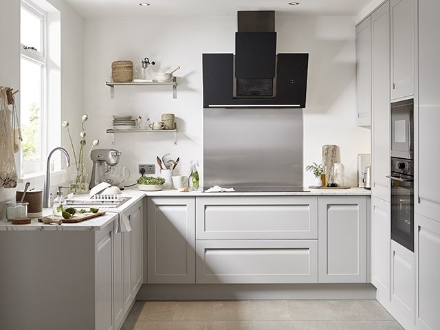 LochAnna lastra dust grey and denim kitchen - goodhomesmagazine.com