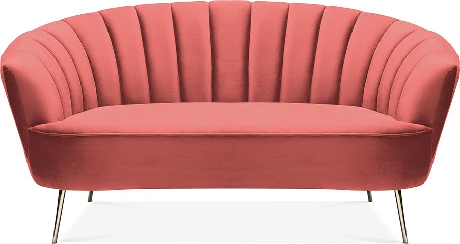 art deco style loveseat in coral