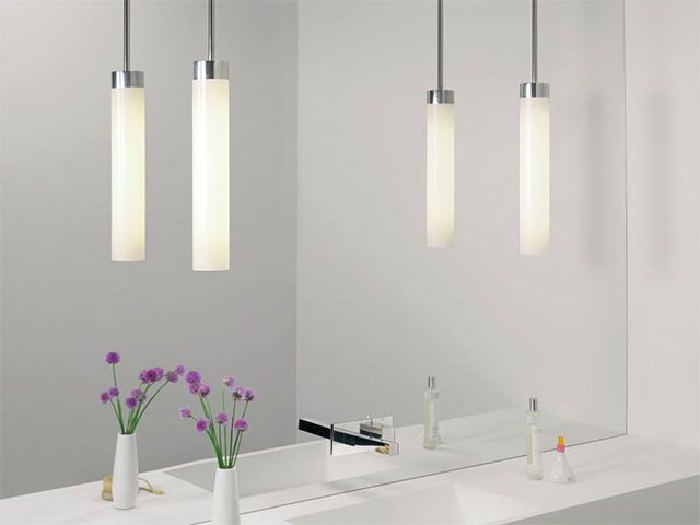led hanging lighting in a modern bathroom - goodhomesmagazine.com