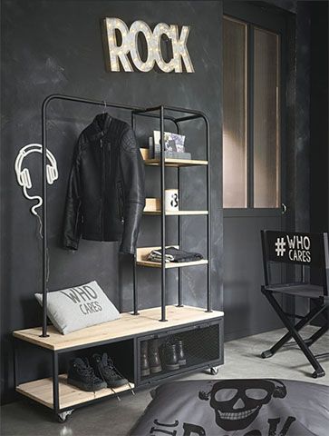 black and wood clothes rail - 6 stylish clothes rails - bedroom - goodhomesmagazine.com