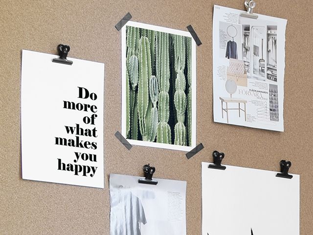 do more of what makes you happy wall print on a cork board with other posters