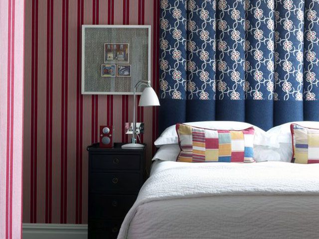 hotel bedroom with lots of colour and pattern - goodhomesmagazine.com