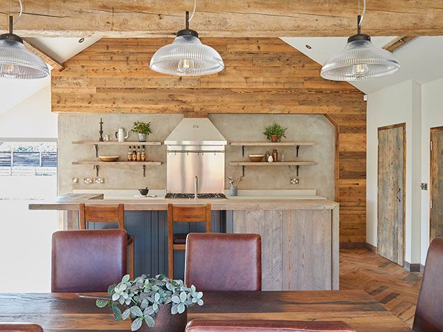 main company wood and concrete rustic kitchen - goodhomesmagazine.com