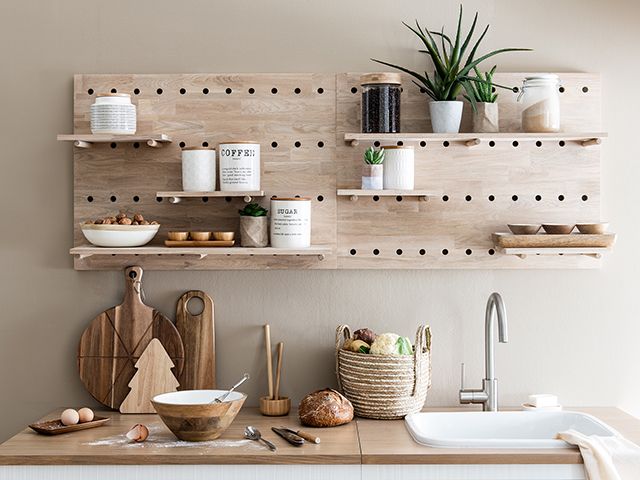 maisons du monde mounted kitchen shelving pegboard - goodhomesmagazine.com