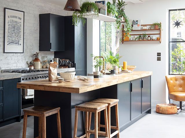 grey charcoal kitchen cabinets in nash house from good homes january 2019 - goodhomesmagazine.com