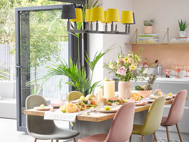 pastel dining room mixed colours