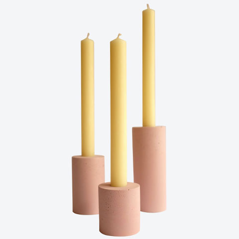 Pastel pink column candlestick holders from iamfy.co